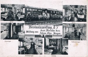 Der Vereinslazarettzug T3 auf einer Postkarte von 1916. (Vorlage: Stadtarchiv Siegen)